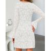 imageZESICA Womens Fall Bell Long Sleeve Bodycon Mini Dresses 2025 Casual Floral Crew Neck Mesh Cocktail Party Club DressWhite