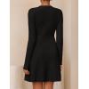 imageZESICA Womens Fall Long Sleeve Sweater Dress 2025 Casual V Neck Button Ribbed Knit A Line Swing Mini DressesBlack