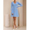 imageZESICA Womens Fall Long Sleeve Sweater Dress 2025 Casual V Neck Button Ribbed Knit A Line Swing Mini DressesBlue