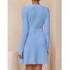 imageZESICA Womens Fall Long Sleeve Sweater Dress 2025 Casual V Neck Button Ribbed Knit A Line Swing Mini DressesBlue