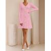 imageZESICA Womens Fall Long Sleeve Sweater Dress 2025 Casual V Neck Button Ribbed Knit A Line Swing Mini DressesPink