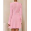 imageZESICA Womens Fall Long Sleeve Sweater Dress 2025 Casual V Neck Button Ribbed Knit A Line Swing Mini DressesPink