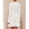 imageZESICA Womens Fall Long Sleeve Sweater Dress 2025 Casual V Neck Button Ribbed Knit A Line Swing Mini DressesWhite