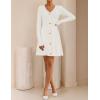 imageZESICA Womens Fall Long Sleeve Sweater Dress 2025 Casual V Neck Button Ribbed Knit A Line Swing Mini DressesWhite