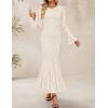 imageZESICA Womens Long Sleeve Bodycon Maxi Dress 2025 Fall Fashion Floral Sexy Mermaid Wedding Guest Cocktail Party DressesBeige