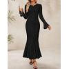 imageZESICA Womens Long Sleeve Bodycon Maxi Dress 2025 Fall Fashion Floral Sexy Mermaid Wedding Guest Cocktail Party DressesBlack