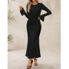 imageZESICA Womens Long Sleeve Bodycon Maxi Dress 2025 Fall Fashion Floral Sexy Mermaid Wedding Guest Cocktail Party DressesBlack