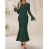 imageZESICA Womens Long Sleeve Bodycon Maxi Dress 2025 Fall Fashion Floral Sexy Mermaid Wedding Guest Cocktail Party DressesDarkgreen