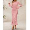 imageZESICA Womens Long Sleeve Bodycon Maxi Dress 2025 Fall Fashion Floral Sexy Mermaid Wedding Guest Cocktail Party DressesPink