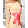 imageZESICA Womens Long Sleeve Floral Maxi Dress 2025 Fall Off Shoulder Bodycon Ruched Mesh Cocktail Wedding Guest DressesApricot