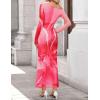 imageZESICA Womens Long Sleeve Floral Maxi Dress 2025 Fall Off Shoulder Bodycon Ruched Mesh Cocktail Wedding Guest DressesPink
