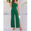 imageZESICA Womens Strapless Jumpsuit Casual Off Shoulder High Waist Wide Leg Side Slit Long Romper Playsuits with PocketsDarkgreen