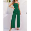 imageZESICA Womens Strapless Jumpsuit Casual Off Shoulder High Waist Wide Leg Side Slit Long Romper Playsuits with PocketsDarkgreen