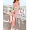 imageZESICA Womens Strapless Jumpsuit Casual Off Shoulder High Waist Wide Leg Side Slit Long Romper Playsuits with PocketsDustypink