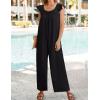 imageZESICA Womens Summer Loose Jumpsuit Casual V Neck Sleeveless Oversized Wide Leg Pant Overalls Romper with PocketsBlack