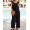 imageZESICA Womens Summer Loose Jumpsuit Casual V Neck Sleeveless Oversized Wide Leg Pant Overalls Romper with PocketsBlack