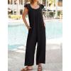 imageZESICA Womens Summer Loose Jumpsuit Casual V Neck Sleeveless Oversized Wide Leg Pant Overalls Romper with PocketsBlack