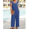 imageZESICA Womens Summer Loose Jumpsuit Casual V Neck Sleeveless Oversized Wide Leg Pant Overalls Romper with PocketsBlue