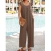 imageZESICA Womens Summer Loose Jumpsuit Casual V Neck Sleeveless Oversized Wide Leg Pant Overalls Romper with PocketsCoffee