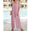 imageZESICA Womens Summer Loose Jumpsuit Casual V Neck Sleeveless Oversized Wide Leg Pant Overalls Romper with PocketsPink
