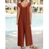 imageZESICA Womens Summer Loose Jumpsuit Casual V Neck Sleeveless Oversized Wide Leg Pant Overalls Romper with PocketsRust