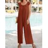 imageZESICA Womens Summer Loose Jumpsuit Casual V Neck Sleeveless Oversized Wide Leg Pant Overalls Romper with PocketsRust