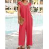 imageZESICA Womens Summer Loose Jumpsuit Casual V Neck Sleeveless Oversized Wide Leg Pant Overalls Romper with PocketsWatermelon Red