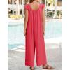 imageZESICA Womens Summer Loose Jumpsuit Casual V Neck Sleeveless Oversized Wide Leg Pant Overalls Romper with PocketsWatermelon Red