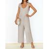 imageZESICA Womens Summer Loose Sleeveless Jumpsuits Linen Adjustable Straps Oversized Wide Leg Long Overall Rompers with PocketsApricot