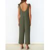 imageZESICA Womens Summer Loose Sleeveless Jumpsuits Linen Adjustable Straps Oversized Wide Leg Long Overall Rompers with PocketsArmy Green