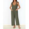 imageZESICA Womens Summer Loose Sleeveless Jumpsuits Linen Adjustable Straps Oversized Wide Leg Long Overall Rompers with PocketsArmy Green