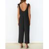 imageZESICA Womens Summer Loose Sleeveless Jumpsuits Linen Adjustable Straps Oversized Wide Leg Long Overall Rompers with PocketsBlack