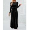 imageZESICA Womens Velvet Maxi Dress Fall 2025 Long Puff Sleeve Crew Neck Elastic High Waist Cocktail Party Bridesmaid DressesBlack