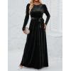 imageZESICA Womens Velvet Maxi Dress Fall 2025 Long Puff Sleeve Crew Neck Elastic High Waist Cocktail Party Bridesmaid DressesBlack