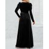 imageZESICA Womens Velvet Maxi Dress Fall 2025 Long Puff Sleeve Crew Neck Elastic High Waist Cocktail Party Bridesmaid DressesBlack