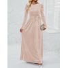 imageZESICA Womens Velvet Maxi Dress Fall 2025 Long Puff Sleeve Crew Neck Elastic High Waist Cocktail Party Bridesmaid DressesChampagne