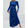 imageZESICA Womens Velvet Maxi Dress Fall 2025 Long Puff Sleeve Crew Neck Elastic High Waist Cocktail Party Bridesmaid DressesCobalt