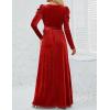 imageZESICA Womens Velvet Maxi Dress Fall 2025 Long Puff Sleeve Crew Neck Elastic High Waist Cocktail Party Bridesmaid DressesPonceau