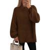 imageZESICA Womens Turtleneck Sweaters Dressy Casual Oversized Long Sleeve Knitted Chunky Pullover Sweater Jumper TopsCaramel
