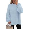 imageZESICA Womens Turtleneck Sweaters Dressy Casual Oversized Long Sleeve Knitted Chunky Pullover Sweater Jumper TopsLight Blue