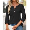 imageZESICA 34 Length Sleeve Womens Tops 2025 Fall Boho Striped Henley Shirts Dressy Casual BlousesEbony