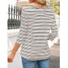 imageZESICA 34 Length Sleeve Womens Tops 2025 Fall Boho Striped Henley Shirts Dressy Casual BlousesGrey