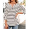imageZESICA 34 Length Sleeve Womens Tops 2025 Fall Boho Striped Henley Shirts Dressy Casual BlousesGrey
