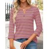 imageZESICA 34 Length Sleeve Womens Tops 2025 Fall Boho Striped Henley Shirts Dressy Casual BlousesPink