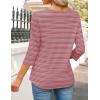 imageZESICA 34 Length Sleeve Womens Tops 2025 Fall Boho Striped Henley Shirts Dressy Casual BlousesPink