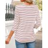 imageZESICA 34 Length Sleeve Womens Tops 2025 Fall Boho Striped Henley Shirts Dressy Casual BlousesWhite