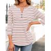 imageZESICA 34 Length Sleeve Womens Tops 2025 Fall Boho Striped Henley Shirts Dressy Casual BlousesWhite