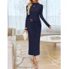 imageZESICA Womens 2025 Fall Long Sleeve Bodycon Dress Mock Neck Party Cocktail Wedding Guest Long Midi DressesNavy