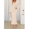 imageZESICA Womens 2025 Fall Sweater Dress Long Sleeve V Neck Ribbed Knit Party Cocktail Bodycon Maxi DressesApricot