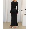 imageZESICA Womens 2025 Fall Sweater Dress Long Sleeve V Neck Ribbed Knit Party Cocktail Bodycon Maxi DressesBlack